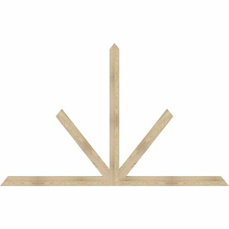 Ekena Millwork Saratoga Rough Sawn Timber Gable Bracket, Douglas Fir, 96"W x 60"H x 2"D x 4"F, 15/12 Pitch GBW096X60X0204SAR00RDF
